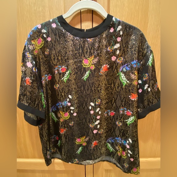 Cynthi Rowley size s, shirt sleeved shirt, black with floral, relaxed fit - Picture 1 of 6